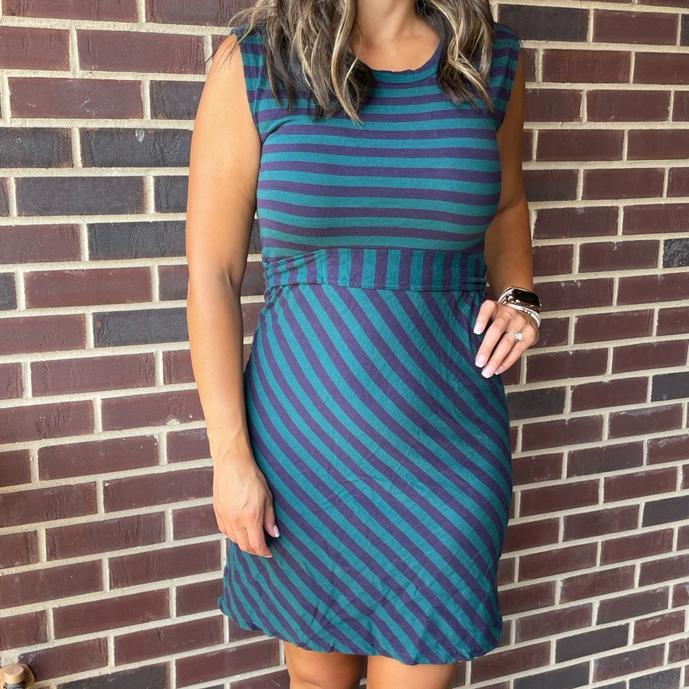 Purple and Teal Striped Dress